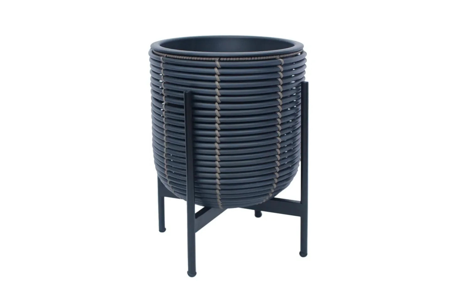 Wicker Blomkruka på stativ 30x30xH38 cm Svart -