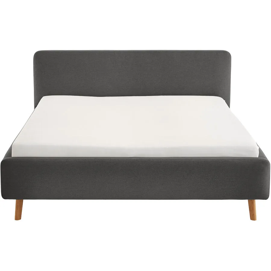 Bett Senja anthrazit/alu Stoff 180 x 200 cm