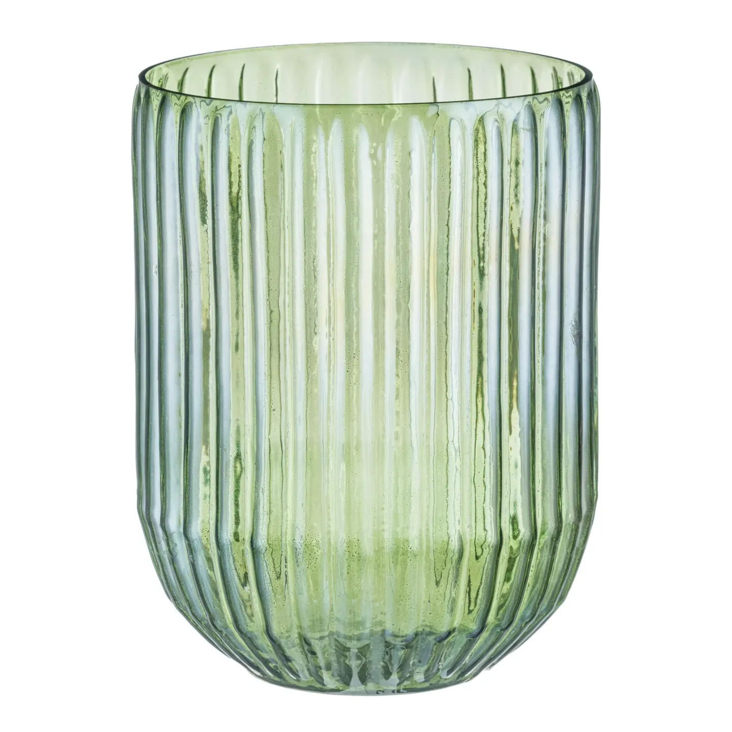 Gasper Vase Glas Geriffelt, Moos H: 20 cm | Schubiger Möbel