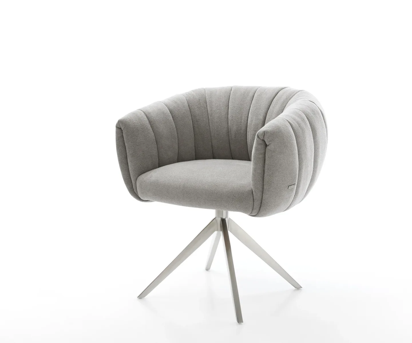 Drehstuhl Jada-Flex Strukturstoff Soft Grau Kreuzgestell breit Edelstahl 360° drehbar Wippfunktion Taschenfederkern