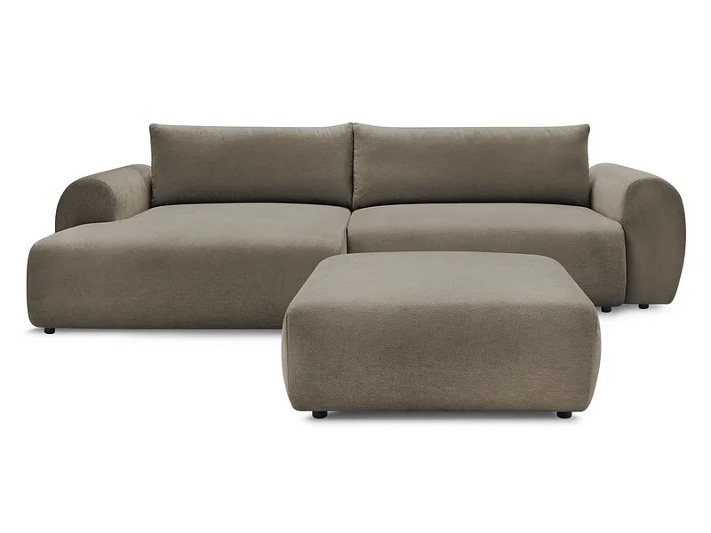 Ecksofa mit Hocker BOBOCHIC LUCIEN Stoff taupe