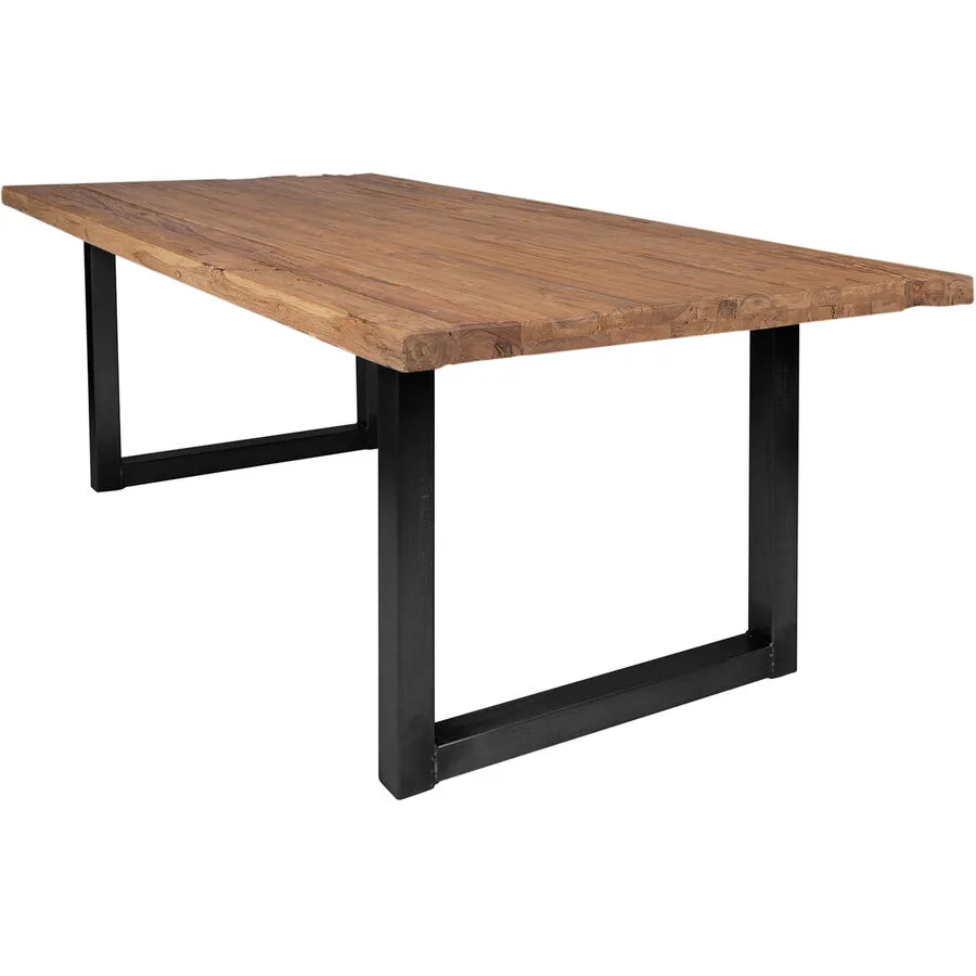 Esstisch Uwe Natur, Schwarz Teak Massivholz B 240 T 100 cm