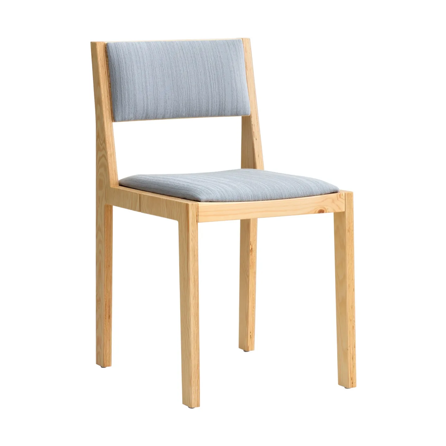 Vaarnii 016 Maasto Dining Chair Stuhl Matt geöltes Wachs-Kiefernholz, frontseitig bezogen grau