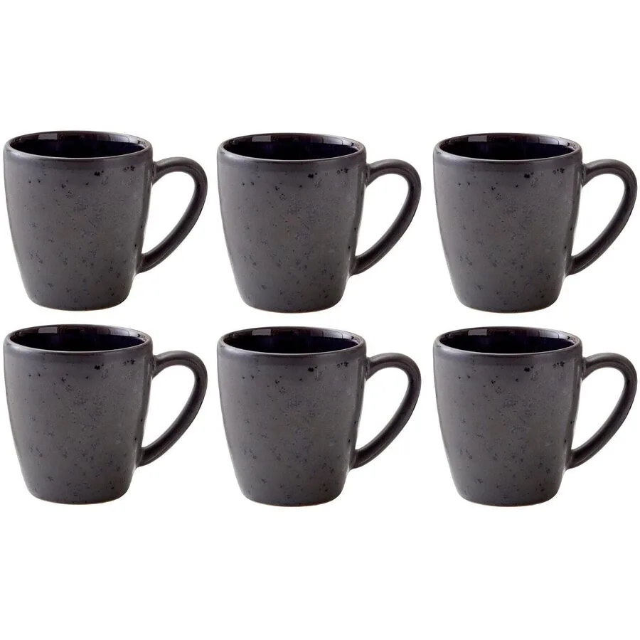 Kaffeetassen-Set BITZ Schwarz/Dunkelblau Steinzeug H 8 cm 190 ml