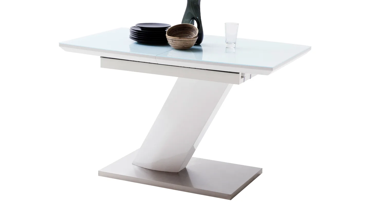 Esstisch 140 - 180 cm ausziehbar weiß hochglanz - GELINA