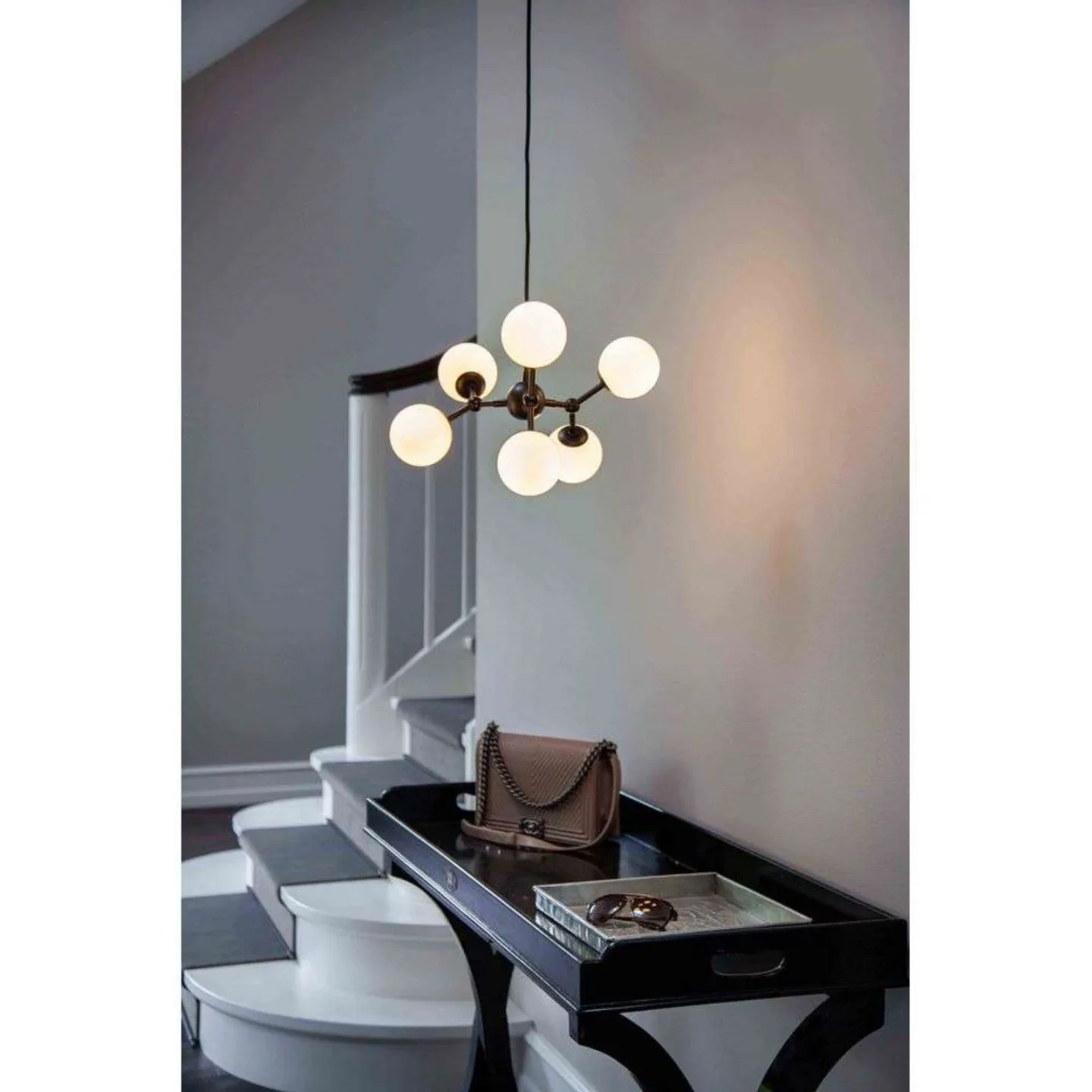 Atom 6 Pendelleuchte Black/Opal - Halo Design - Esszimmer - Glas