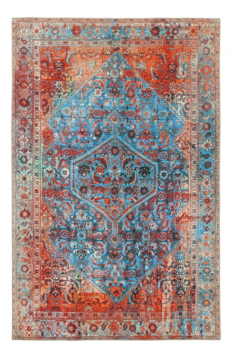 Flatvevd teppe - Mardin (rød/blå) (Størrelse: 190 x 280 cm)