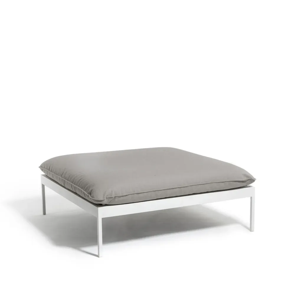 Skargaarden Bönan fotpall Sunbrella Sling light grey, ljusgrå aluminium ram