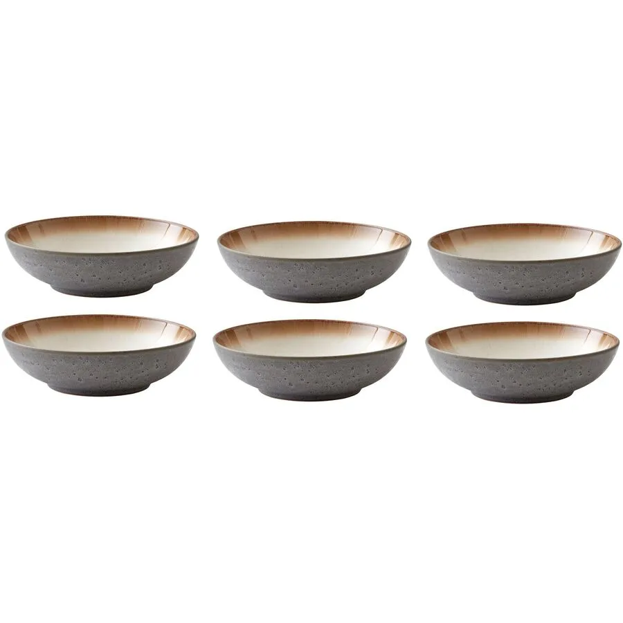 Teller-Set BITZ Grau/Crème Steinzeug D 20 cm 6 Stk