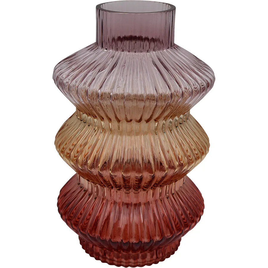 Vase Natural & Feminine Glamour Rot/Gelb/Pink Glas D 18 H 28 cm