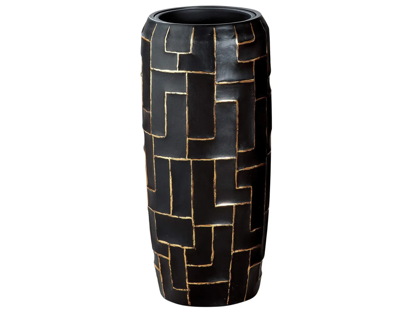 Gilde Gefäss Tetris Schwarz-Gold H: 75 cm Gelb | Schubiger Möbel