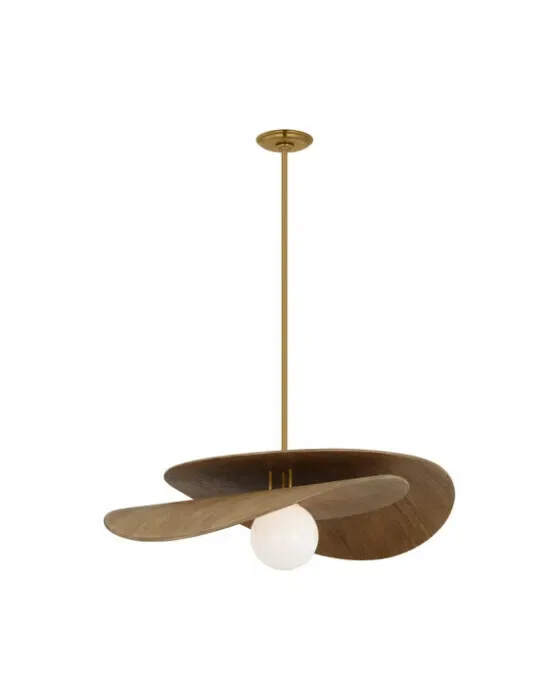 Mahalo 32" Tiered Pendant Antique Brass and Oak
