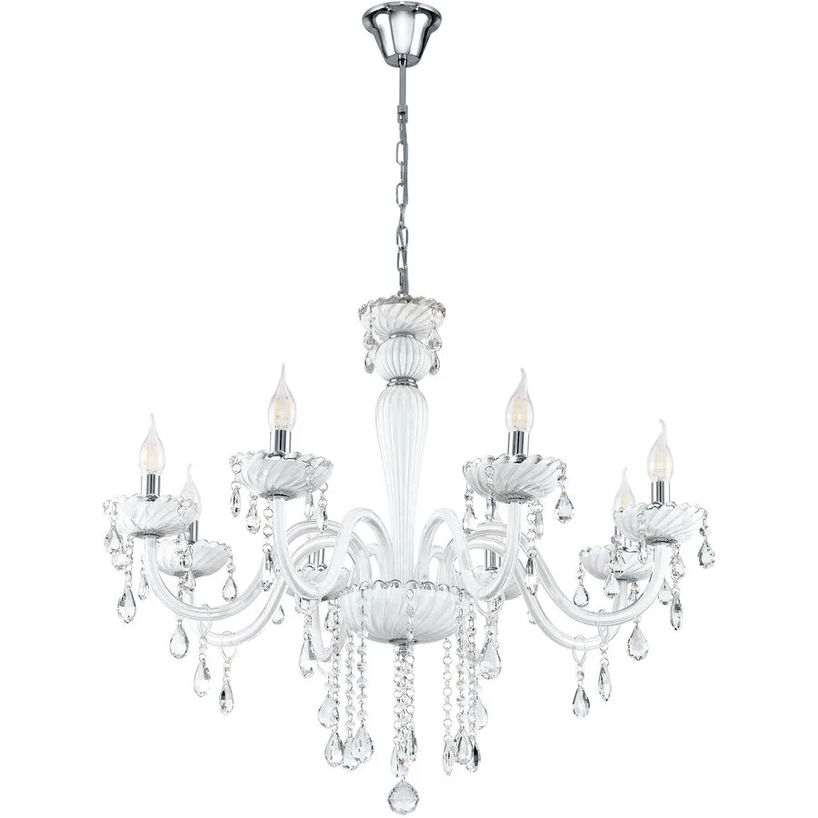 Pendellampe Carpento Weiss/Grau Stahl/Glas 130 cm - Farbe: chrom/weiss - Material: Stahl/ Glas