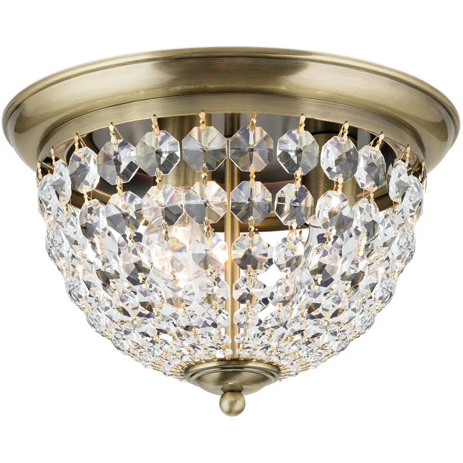 Briamond Deckenlampe Plafond Kristall/Messing 35 cm 24 cm - Farbe: Patina - Material: Messing/Kristall