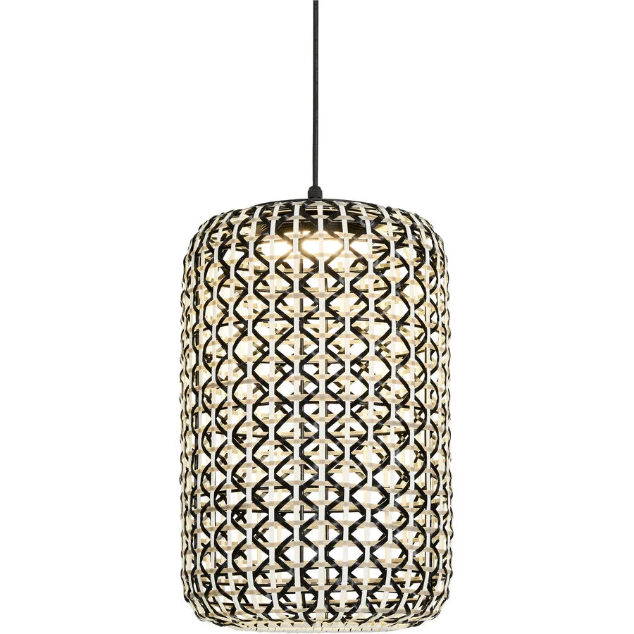 Pendellampe Eliana Schwarz/Weiss Kunststoff/Metall 45 cm 160 cm - Farbe: natur/schwarz - LED - Lichtfarbe: Extra warmweiss - Material: