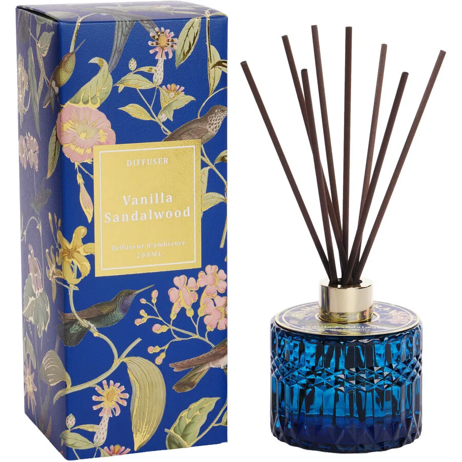 Diffuser Giulia Vanilla Sandalwood 200ml dunkelblau - Material: Glas/Rattan