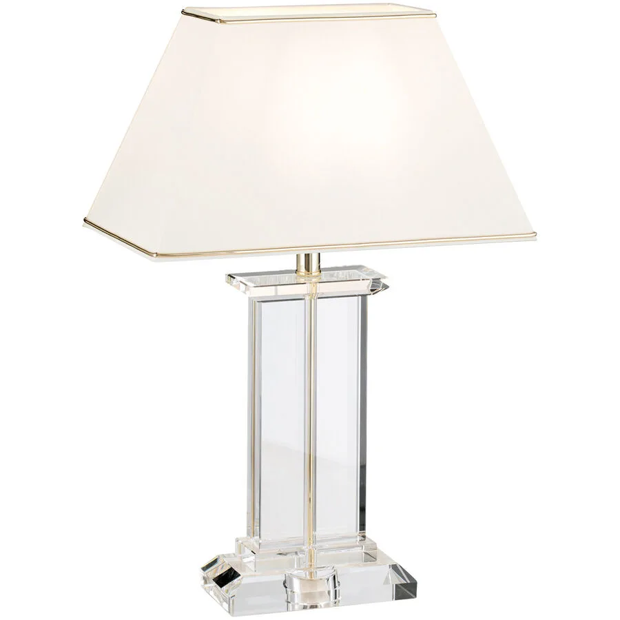 Briamond Tischlampe Veronique Weiss/Gold Kristall/Stoff 55 cm - Farbe: weiss, gold - Material: K9 Kristall/Stoff