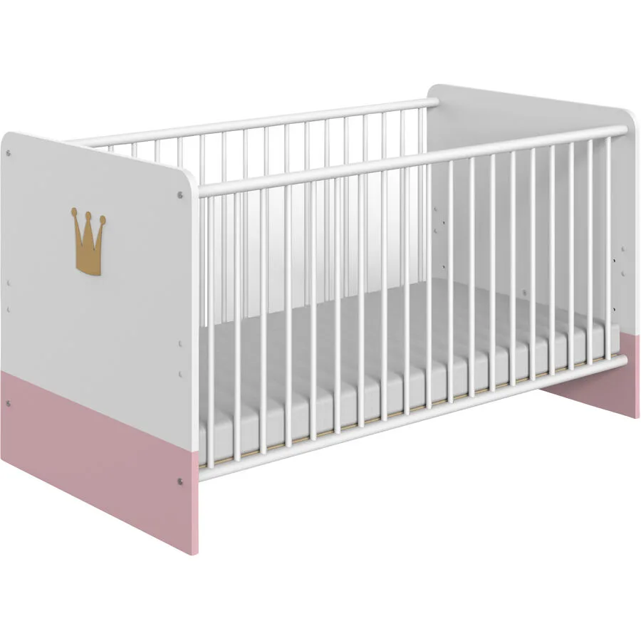 Babybett Cindra weiss/rosé Holzwerkstoff 70 x 140 cm