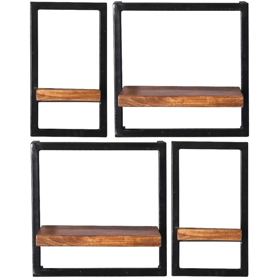 Wandregal Ecuador natur, schwarz Mangoholz, Metall B 60 T 25 cm
