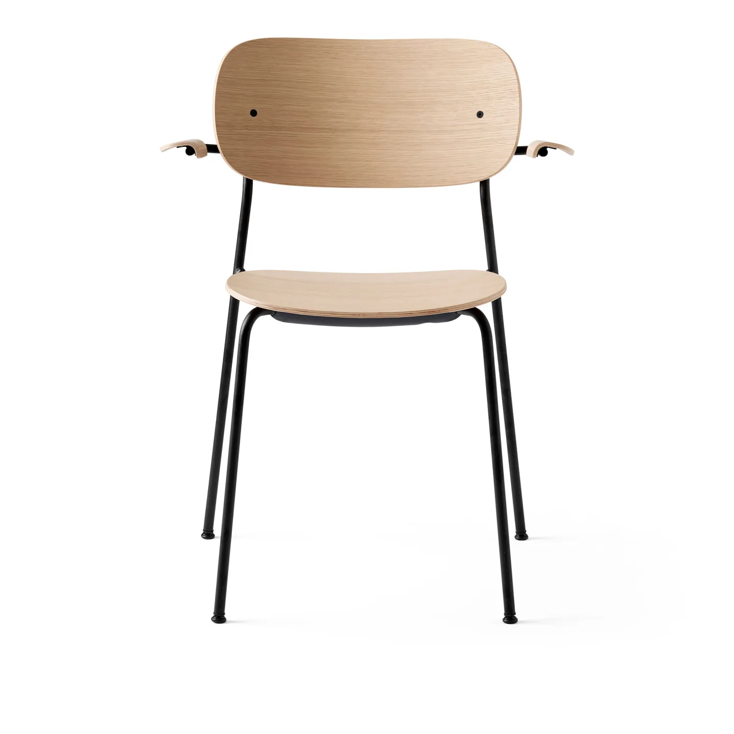 Audo Copenhagen - Co Chair Armrest Black Steel Base,Natural Oak Seat - Matstolar - Norm Architects - Träfärgad - Metall/Trä
