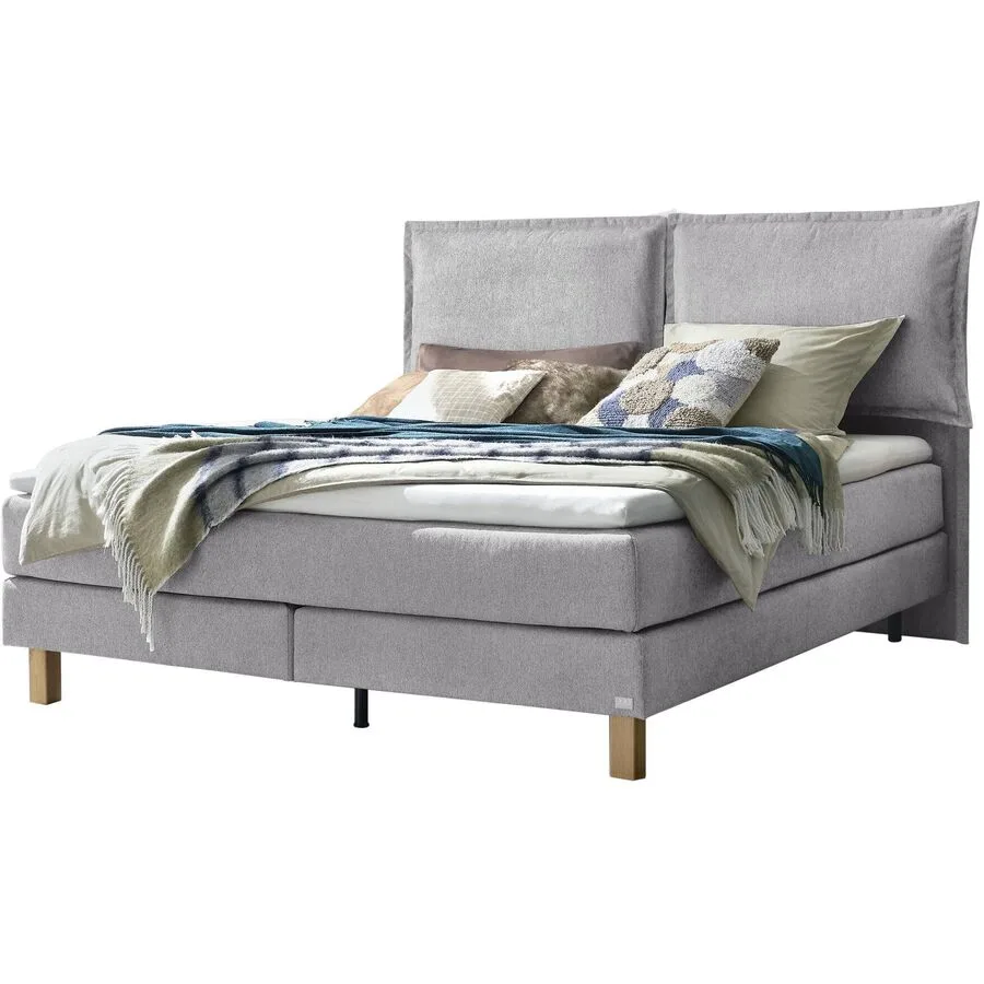 Hasena Boxspringbett Bonita Light Grey Stoff 140 x 200 cm