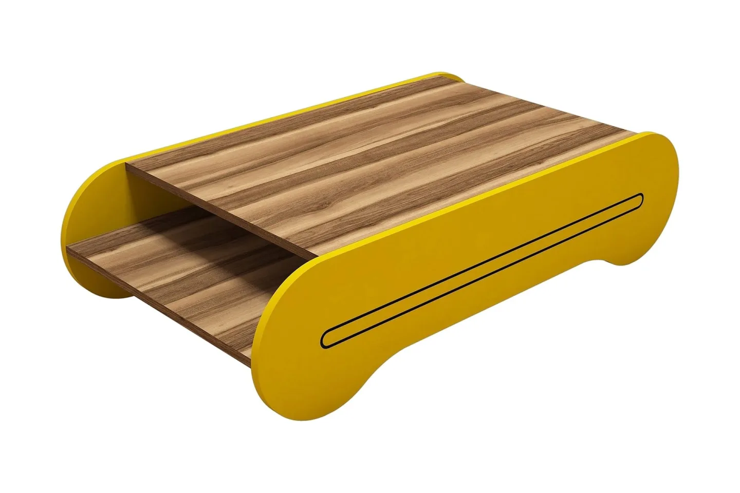 Hovdane Soffbord 120 cm med Förvaring Hylla - Brun/Gul