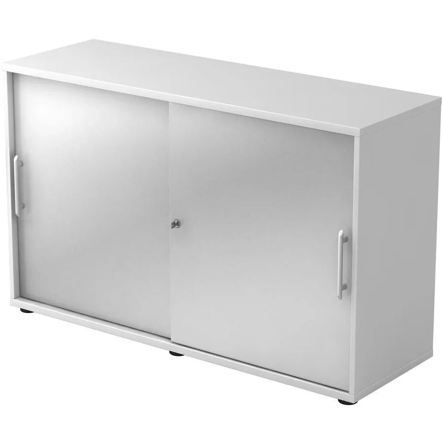 Aktenschrank Office Silber, Weiss Holzwerkstoff B 120 cm H 74.8 cm