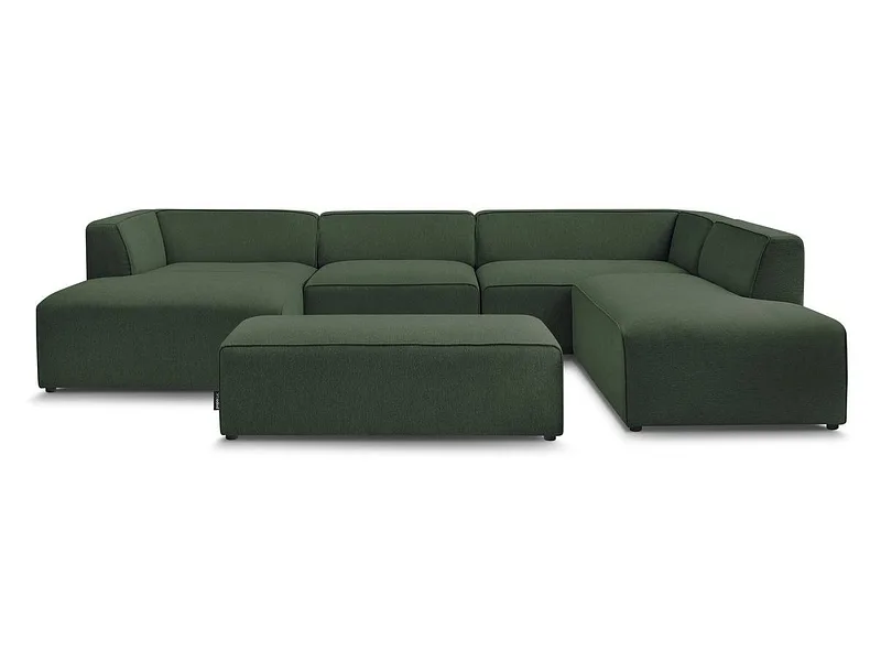 Panorama-Ecksofa mit Hocker BOBOCHIC MEGEVE Stoff chiniert grün