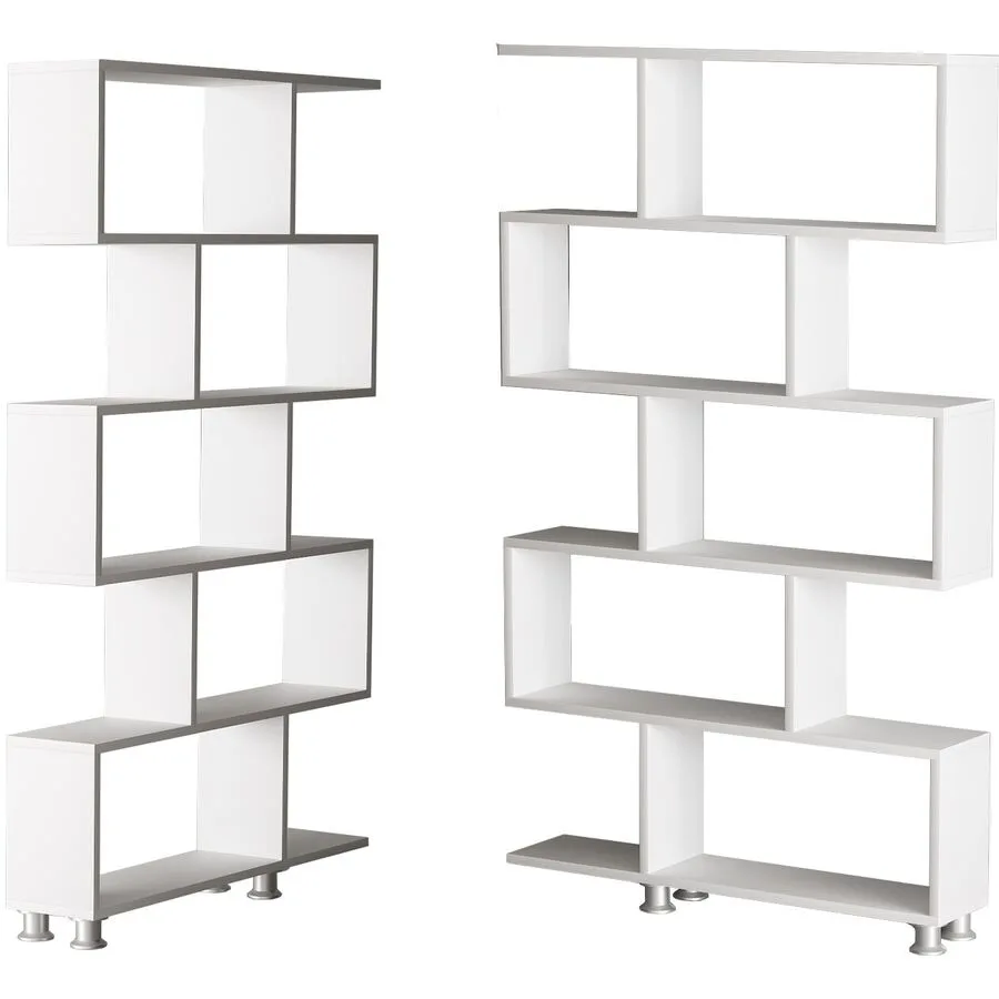 Bücherregal Yemek weiss Melaninbeschichtete Mischholz (Spanplatte) B 90 H 156 cm