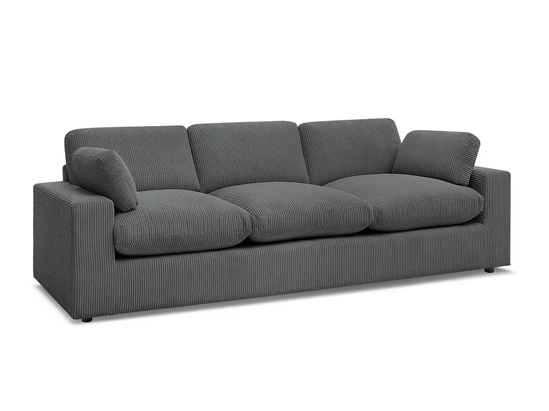 3er Sofa BOBOCHIC BELAIR Cord-Stoff dunkelgrau