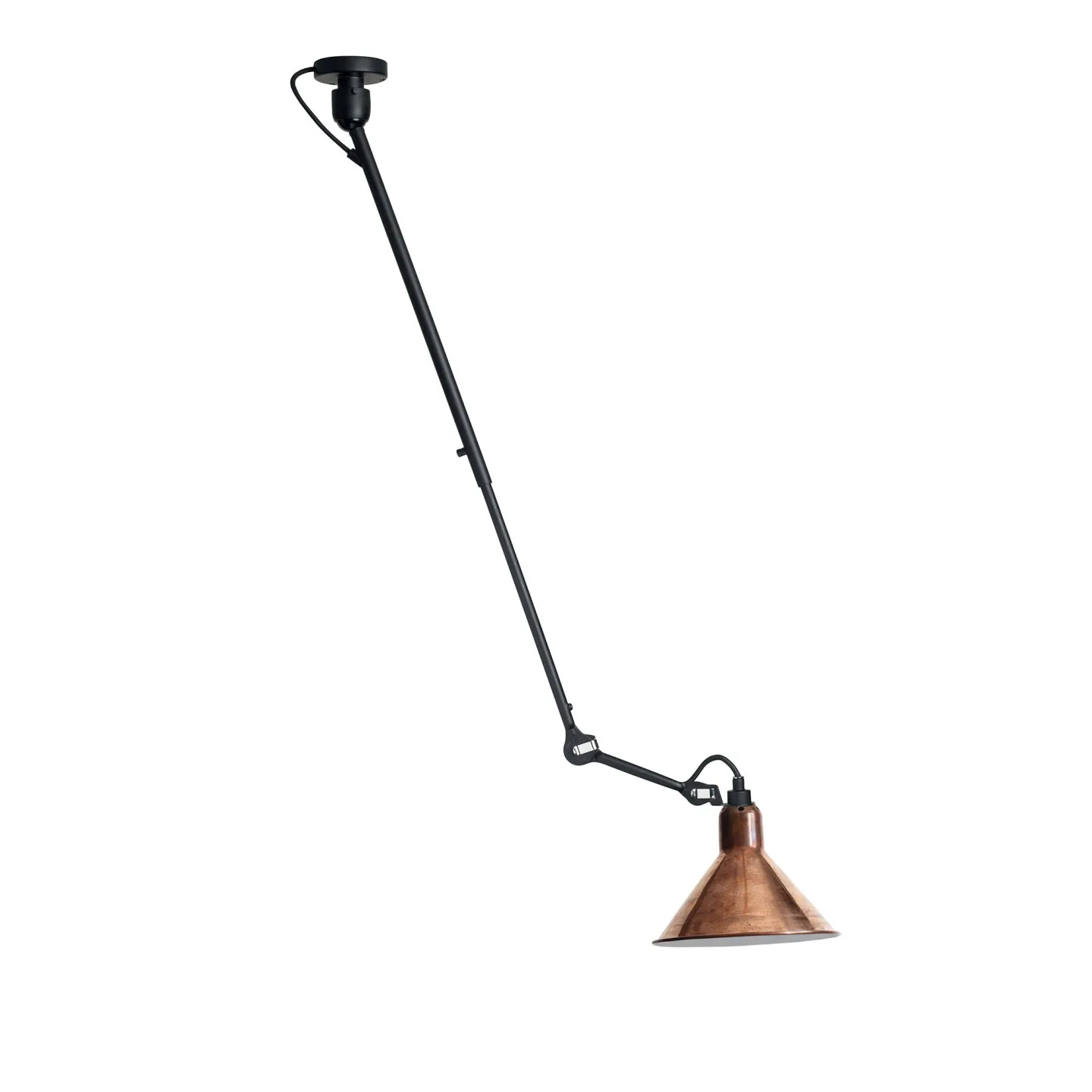 DCWéditions - Lampe Gras No302 - Conic, Rå koppar med vit insida - Pendellampor - Bernard-Albin Gras - Koppar