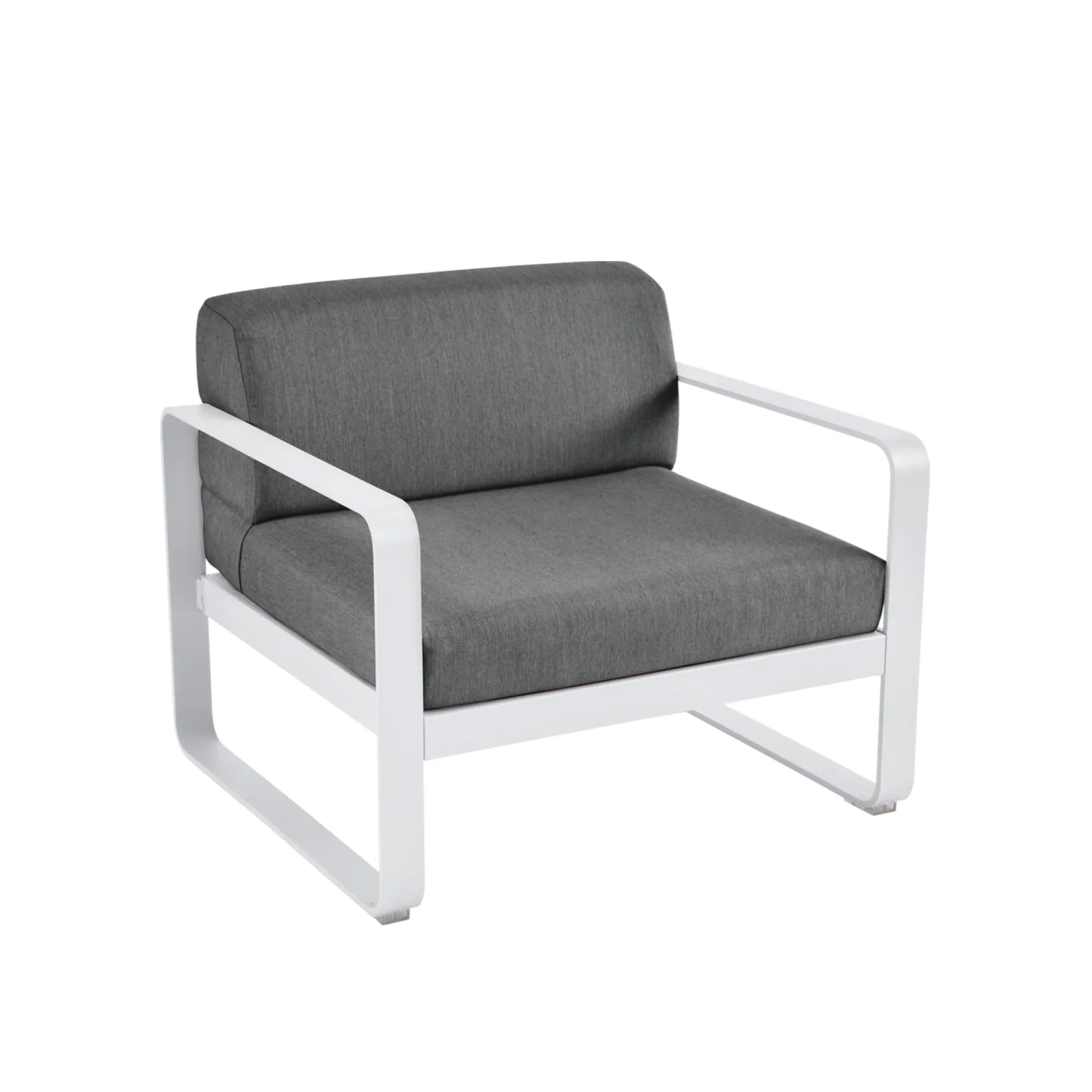 Fermob - Bellevie Armchair Graphite Grey Cushions, Cotton White - Fåtöljer utomhus - Pagnon & Pelhaître - Vit - Metall/Plast
