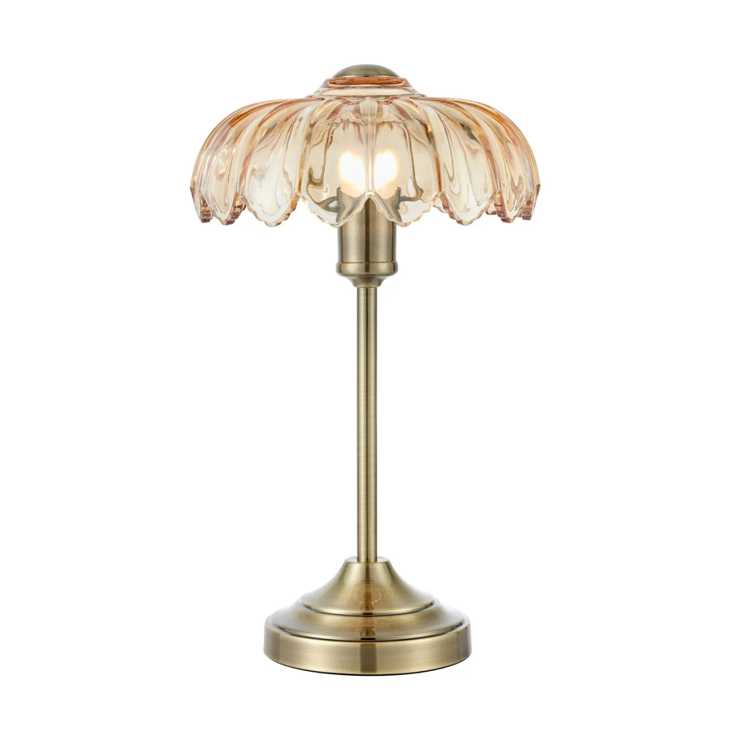 Kurage bordlampe, antik messing/ravfarvet, glas, højde 43 cm, E27 - Markslöjd - Stue - Med skærm