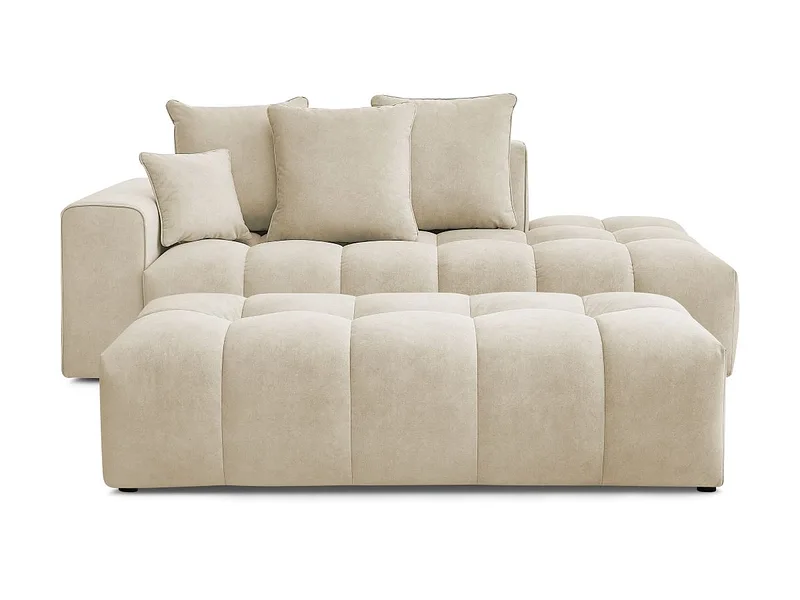 3er Sofa mit Hocker BOBOCHIC MONT-BLANC Samt beige