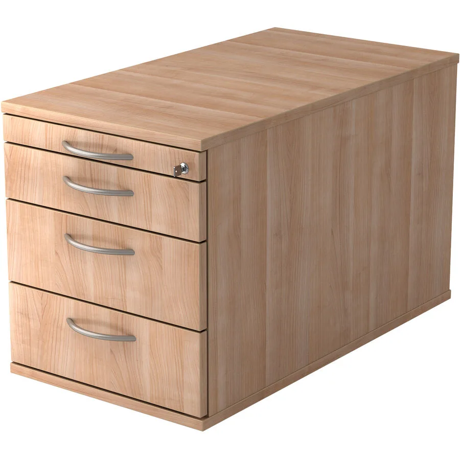 Rollcontainer Office nussbaum/Aluminium gebürstet Holzwerkstoff B 42.8 cm H 51.2 cm