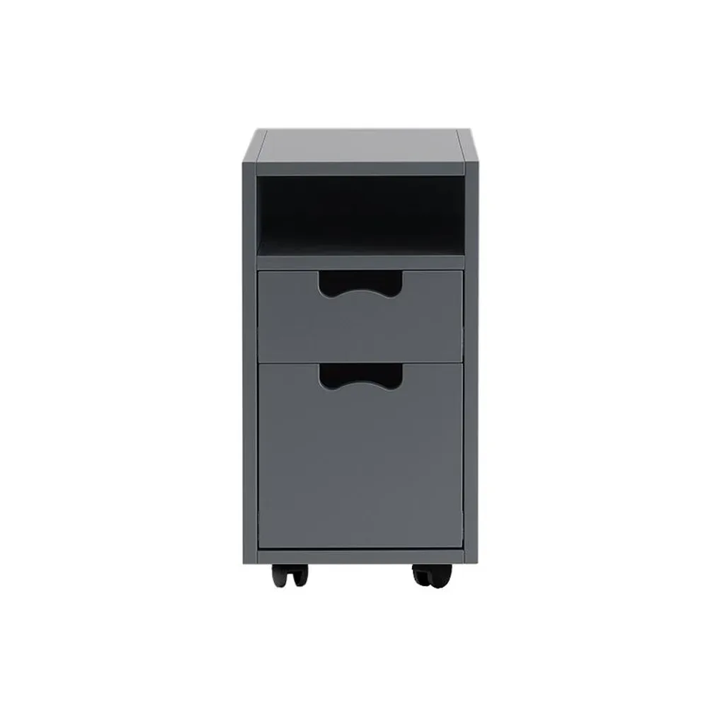 Asplund Snö G3 Nachttisch Storm grey, schwarze Räder