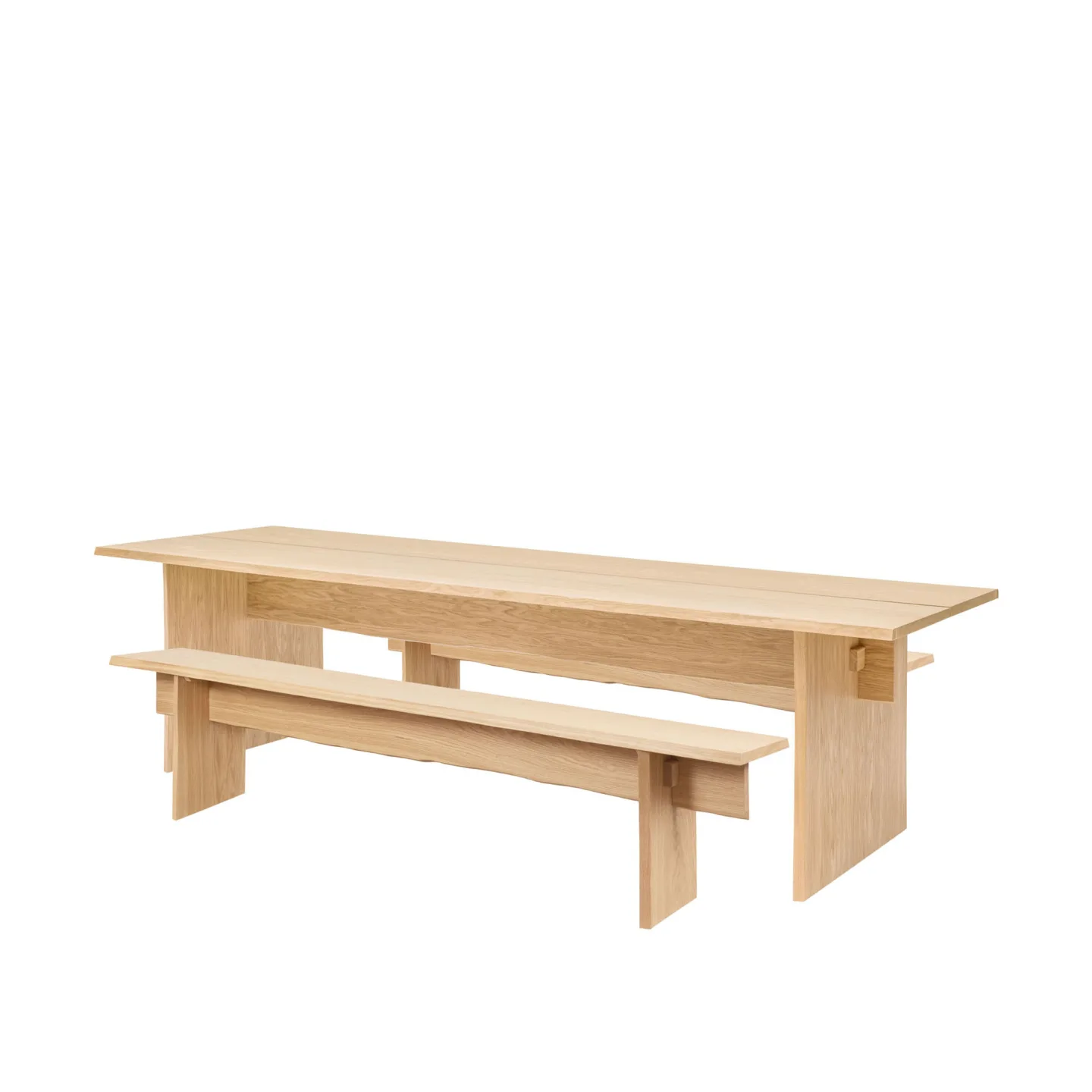 HEM - Bookmatch Table 220 cm + Benches - Oak - Matbord - Philippe Malouin - Träfärgad - Trä