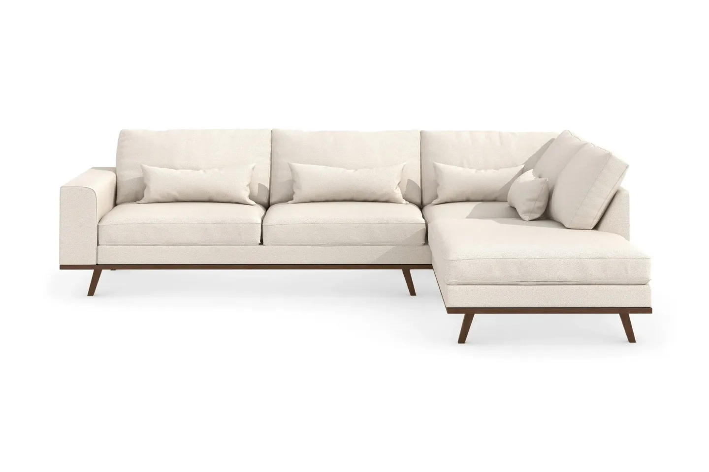 Copenhagen 4-sits Högervänd L-formad Schäslongsoffa i Tyg - Beige