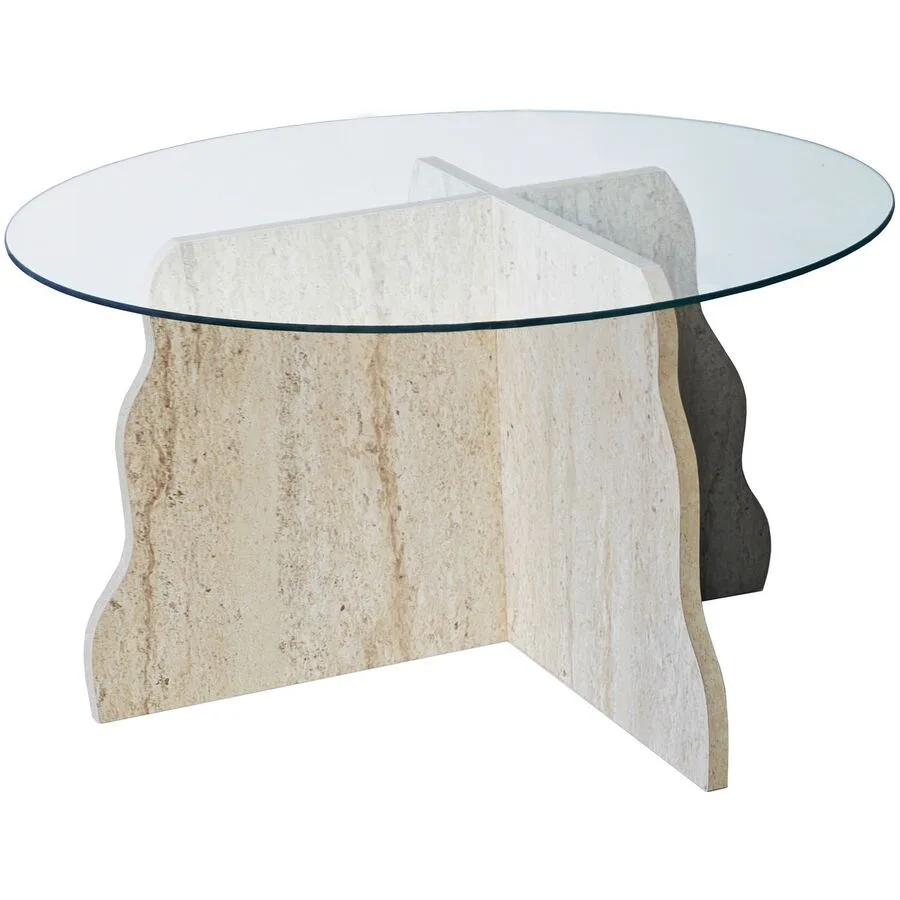 Salontisch Georis Travertin, Transparent 100% Hartglas B 75 T 75 cm