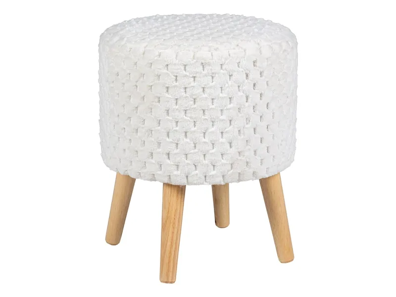 Hocker ROBBY 35x35x42cm künstliches fell weiss
