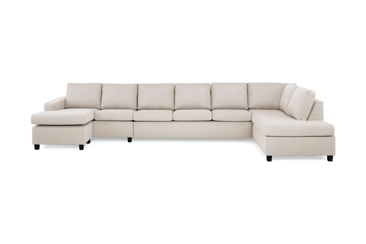Crazy 6-sits Högervänd U-formad XX-Large Soffa med Divan och Schäslong i Tyg - Beige