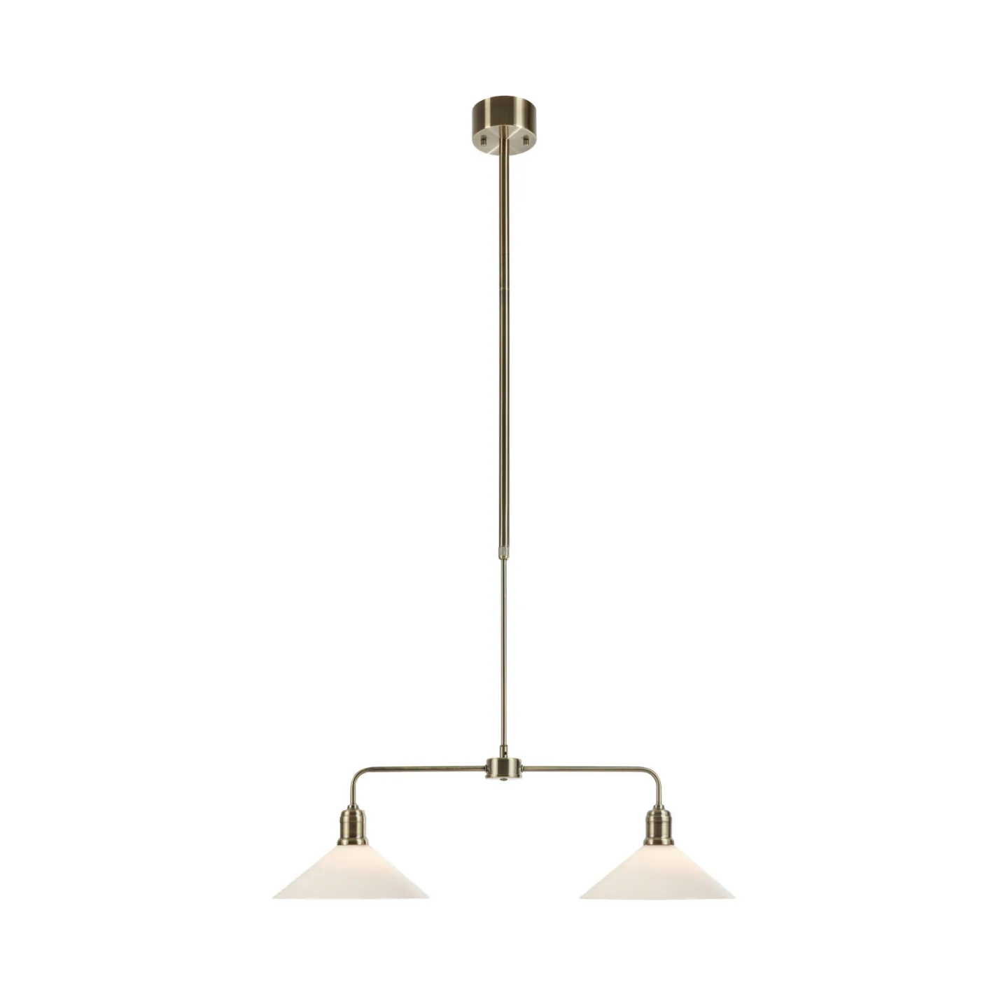 Vela hengelampe, gammel messing, 2 lyskilder, glass, lengde 75 cm - Markslöjd - Stue - Med flere lyskilder