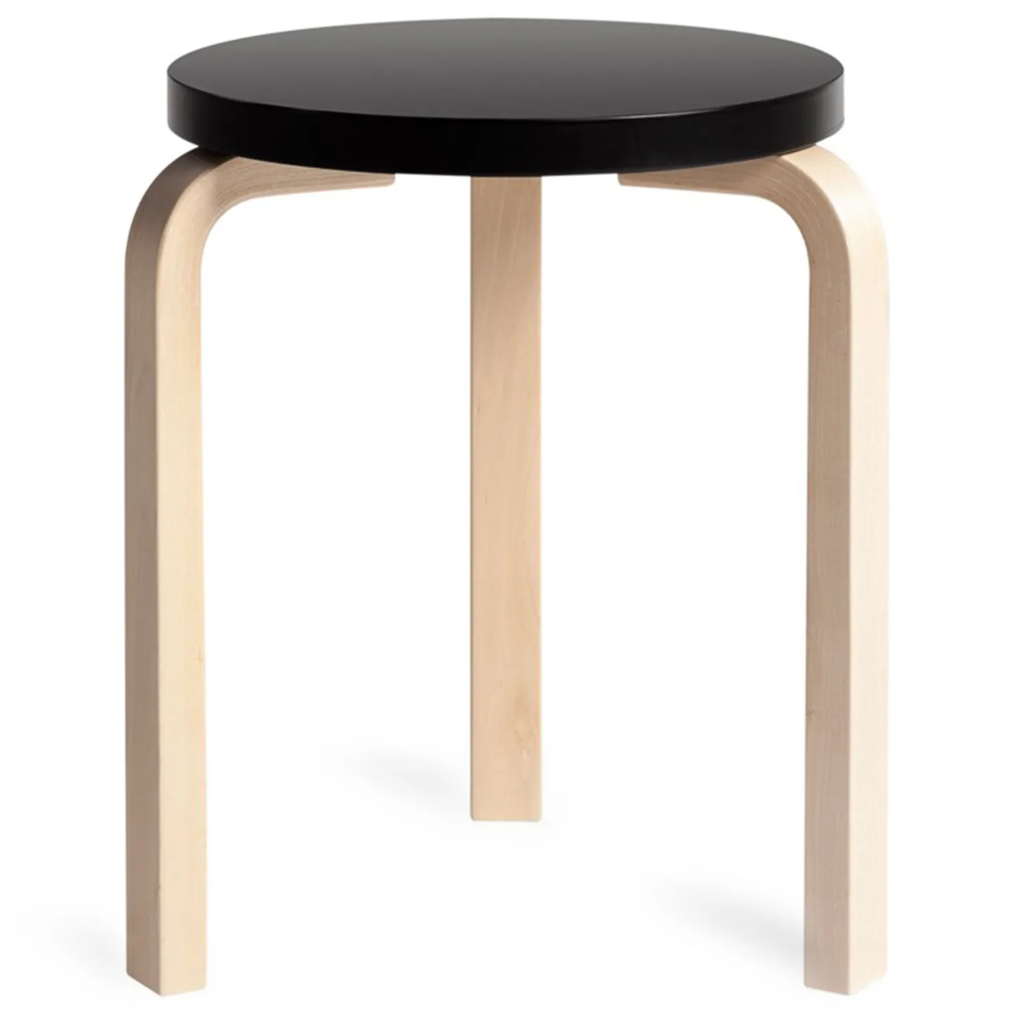 Artek - Stool 60 sittpall klarlackad björk / svartlackad björk - Pallar - Alvar Aalto