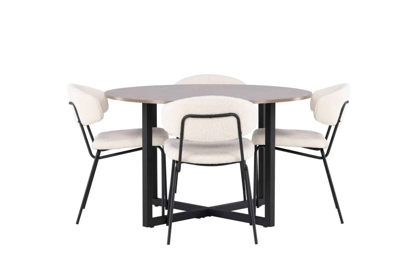 Durango Matgrupp 120 cm Rund med 4 Chico Stolar - Valnöt