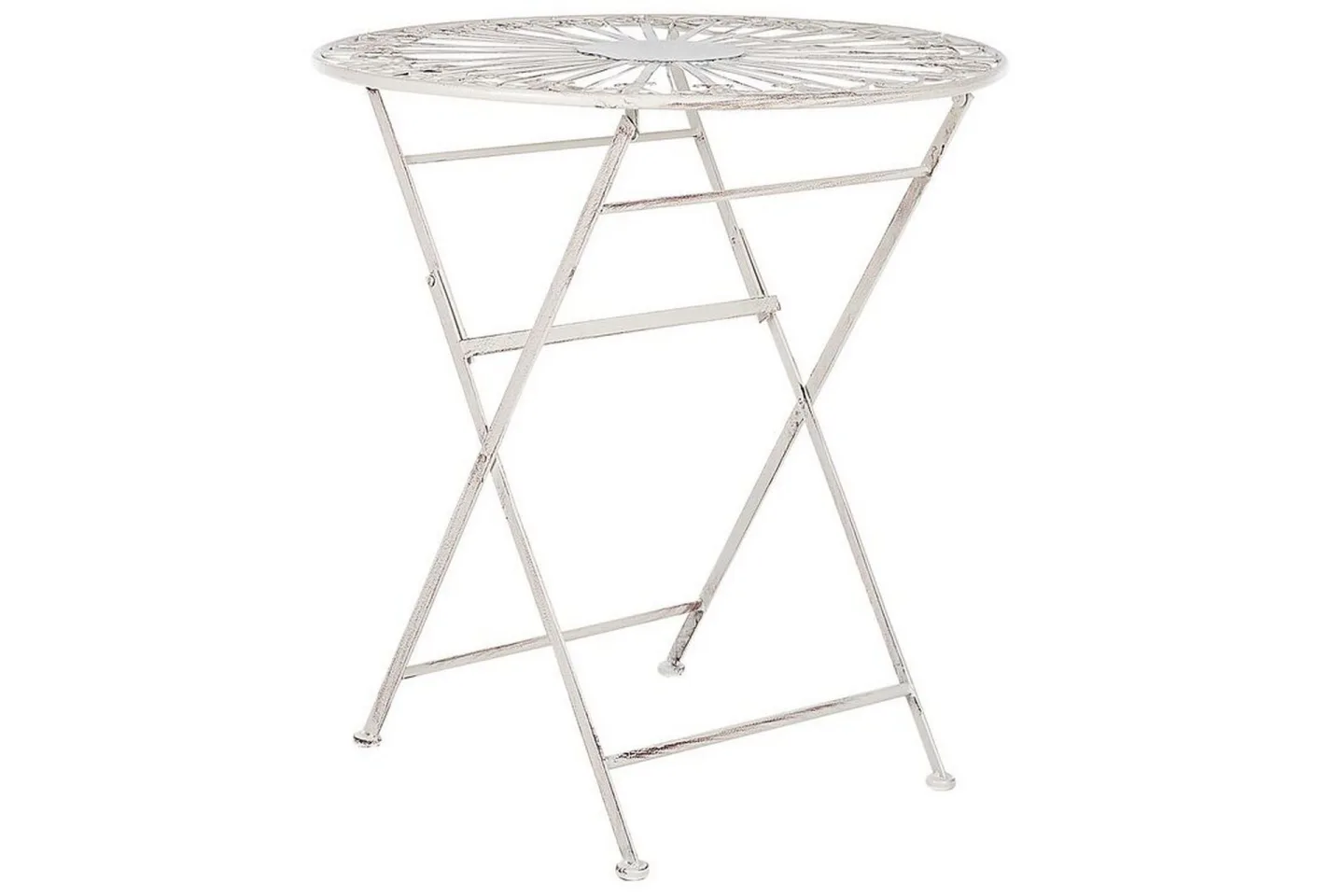 Dursley Runt Hopfällbart Cafébord och Kaffebord Utomhus 45 cm Metall - Vit