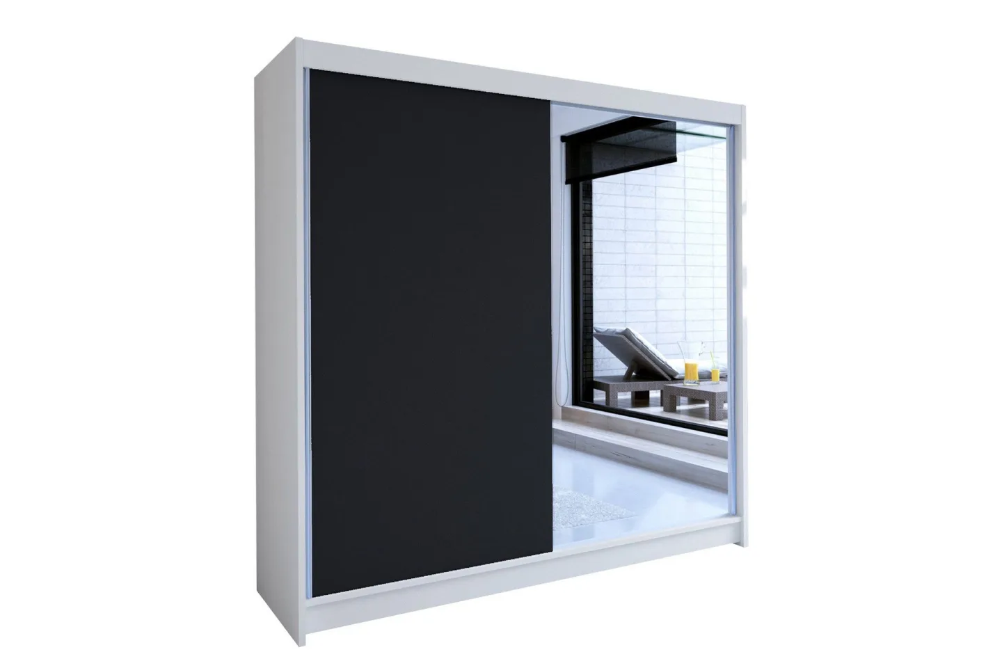 Talin Garderob 180x58x215 cm LED-belysning - Vit/Svart