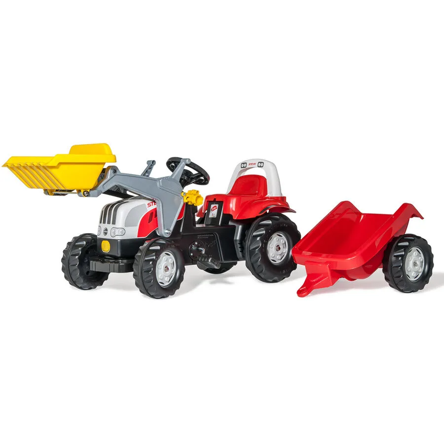 RollyKid Steyr Lader+Anhänger Rolly Toys Rot/Schwarz/Grau Kunststoff