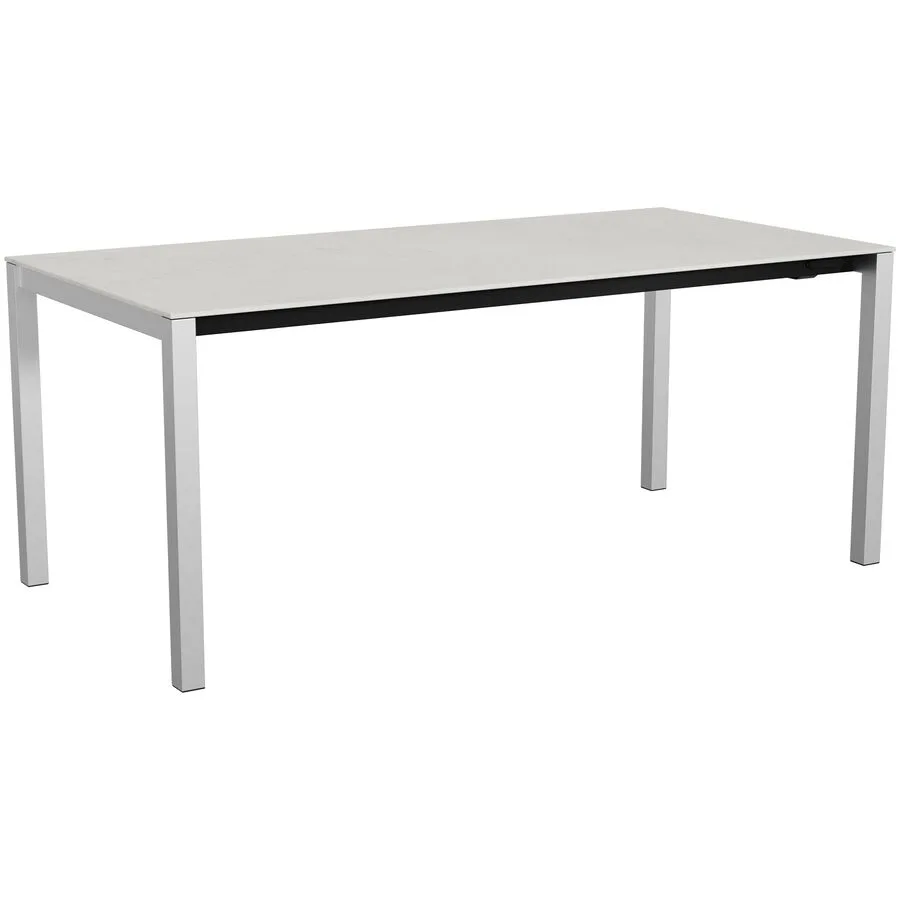 Gartentisch ausziehbar Campo Grande Edelstahl gebürstet / Lunar Mineralkeramik/Edelstahl B 180 T 90 cm - Möbel Konfigurator: Traummöbel individuell