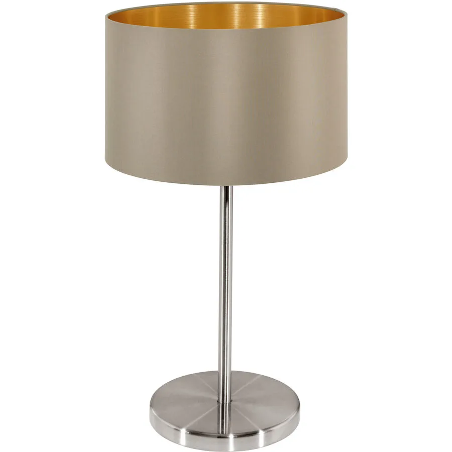Tischlampe Maserlo Braun/Grau Stahl/Stoff 42 cm - Farbe: taupe