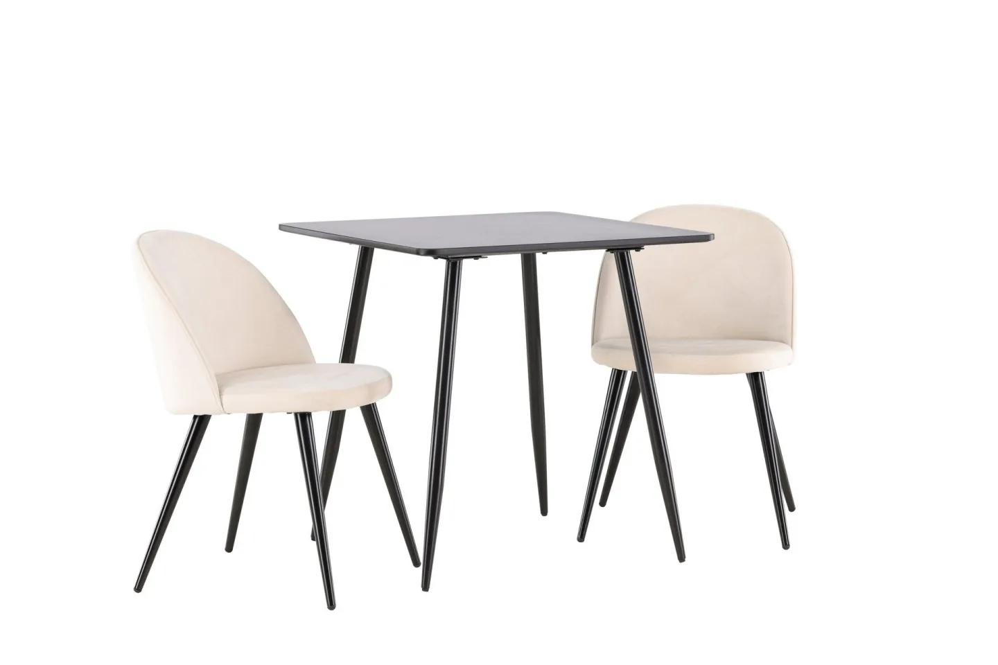 Polar Matgrupp 75 cm Kvadratisk med 2 Velvet stolar -